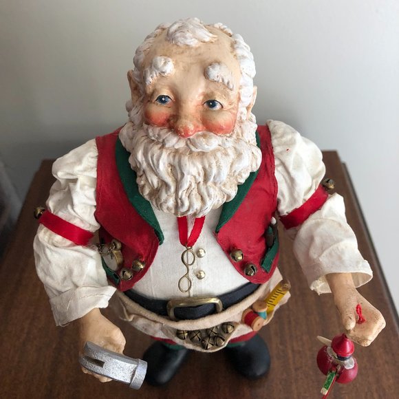 Santa Claus Toy Workshop Fabric Mache 10 1/2" Tabletop Figurine - Rare Find - Picture 3 of 4